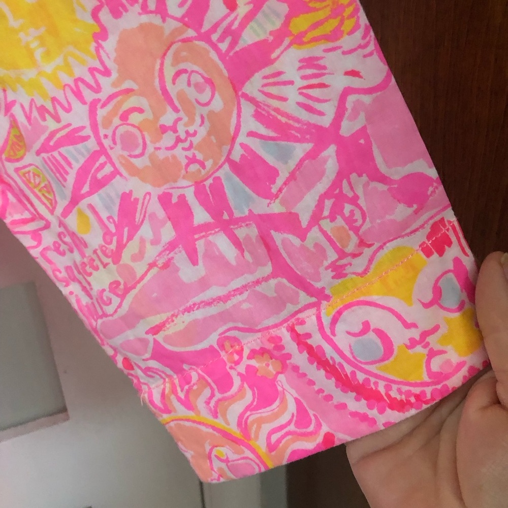 Lilly Pulitzer Orange and Pink Relaxed Cotton Dress 3/4 Sleeve - Picture 4 of 5
